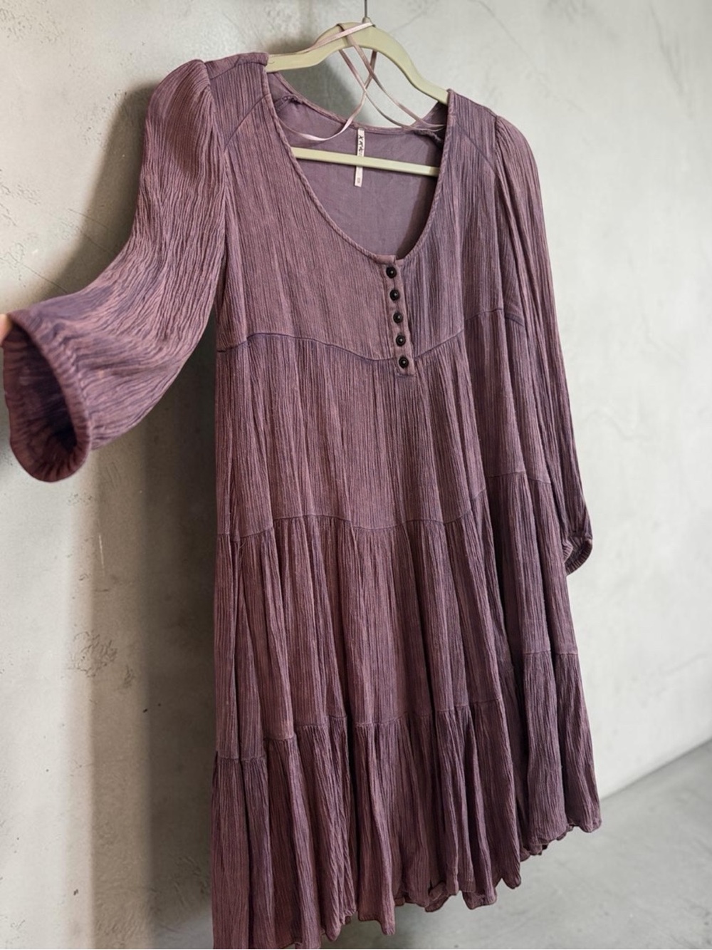 Free People Crinkle Textured Tiered Mini Dress